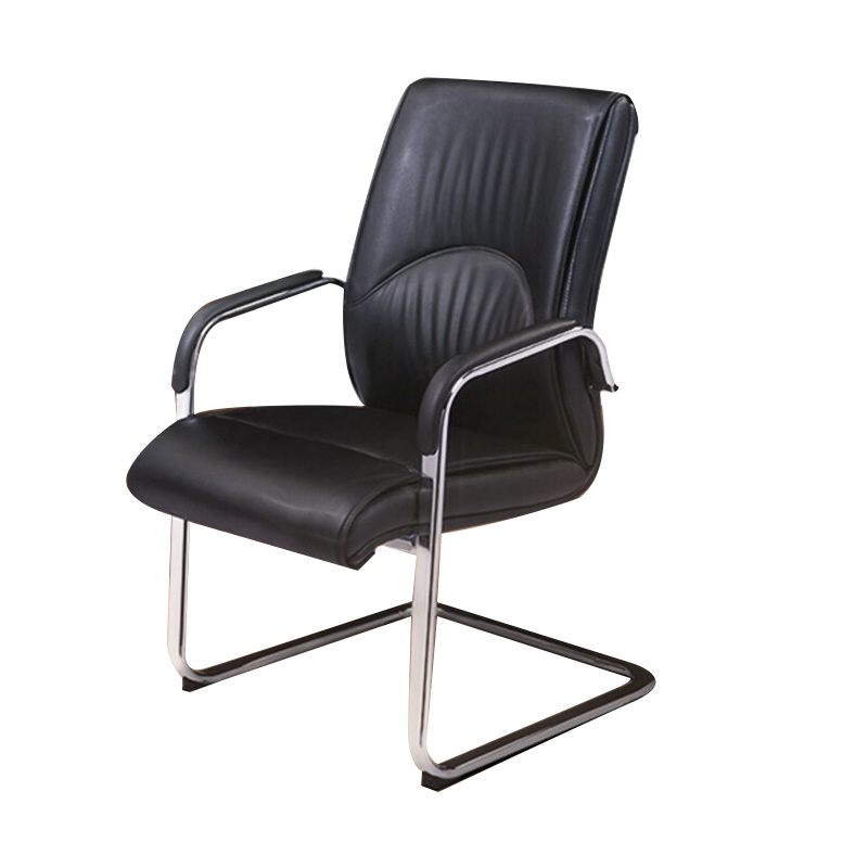 尔迈 会议椅办公椅职员椅老板椅带靠背皮坐椅弓形椅 电镀钢架西皮