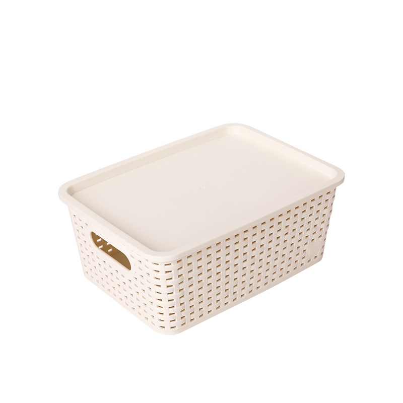 名创优品(miniso) 格纹仿藤编收纳筐衣物玩具杂物收纳篮简约实用