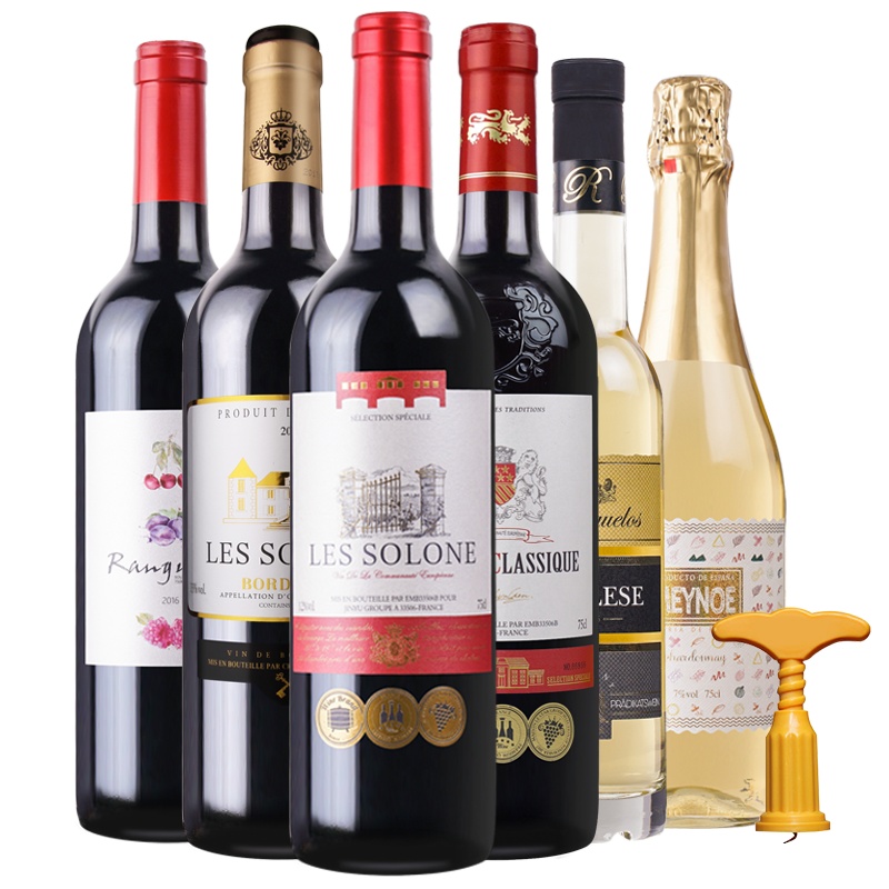 精选环球美酒 索龙法国西班牙意大利澳洲原瓶进口红酒起泡酒白葡萄酒莫斯卡托组合装750ml*6瓶整箱