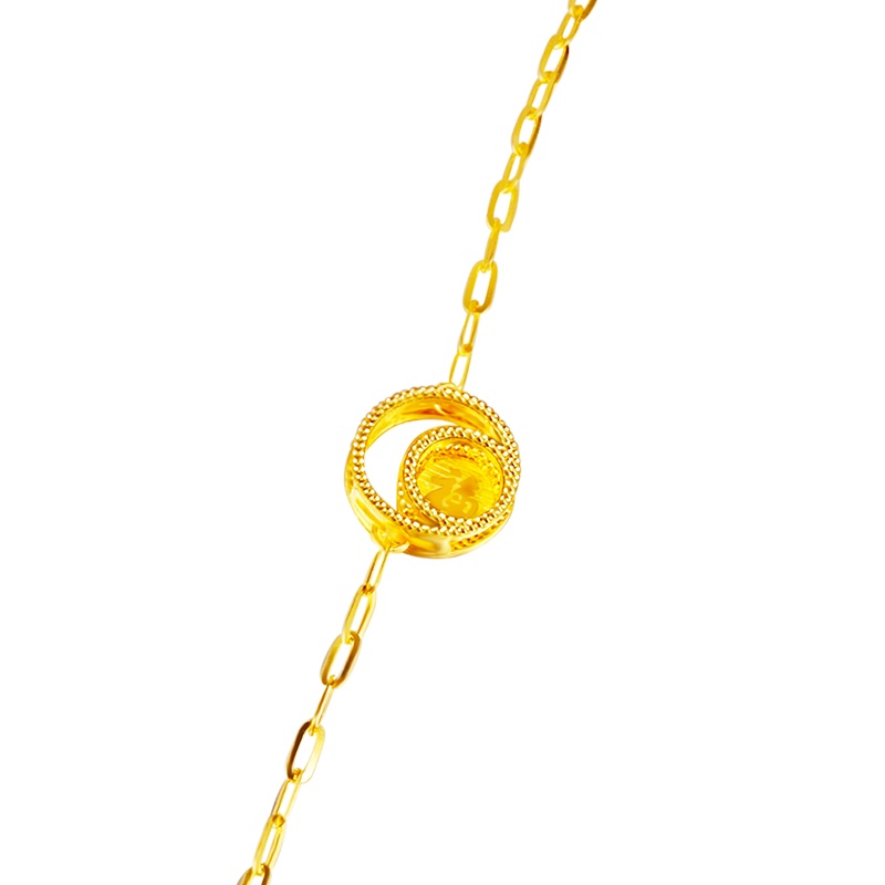 黄金码头5G足金999幸福美满手链女福字送爱人女友表白生日节日礼