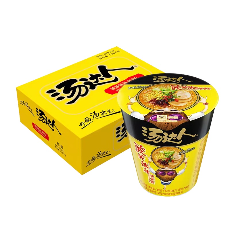 汤达人杯面酸酸辣辣豚骨拉面90g*12杯整箱