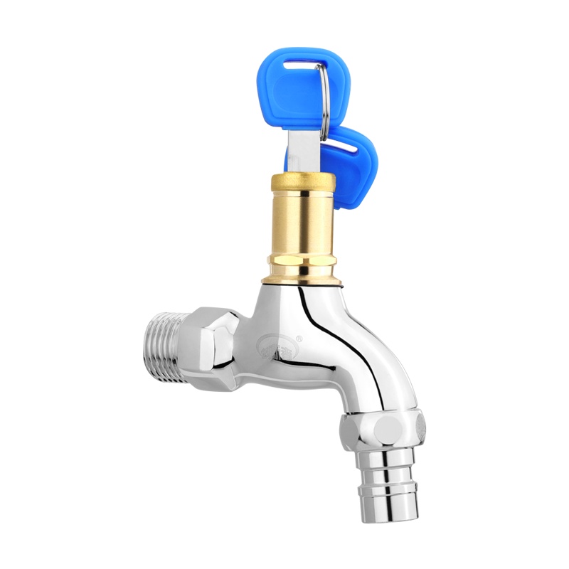 带锁水龙头室外家用可上锁户外防冻黄铜加长拖把池4分单冷防盗水儿童家用带钥匙防开龙头的洗衣机