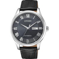西铁城(CITIZEN)手表男日本自动机械皮带黑盘星期日历显示商务休闲简约防水男表NH8360-12HB