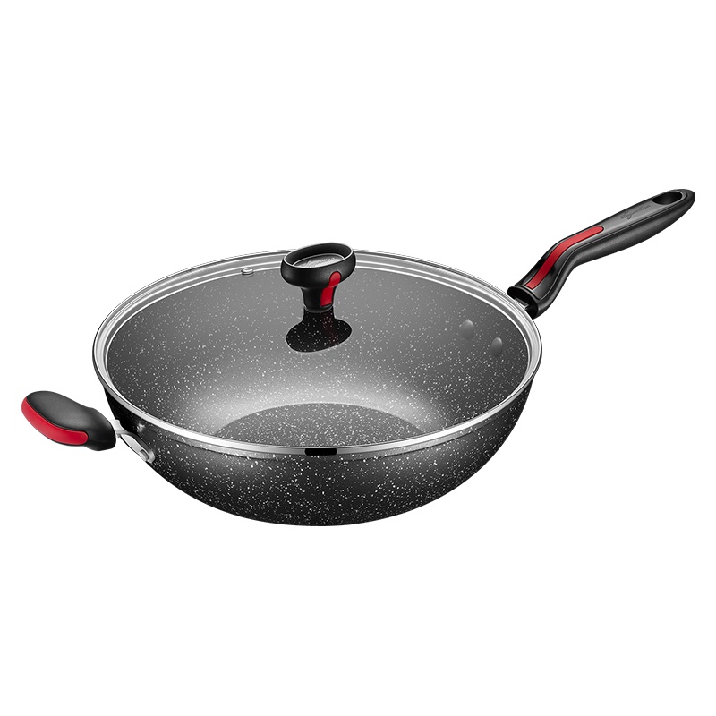 意大利拉歌蒂尼(LAGOSTINA)磐石32厘米长短柄中式炒锅矿岩石不粘锅家用炒菜锅LIRwok32电磁炉燃气灶通用