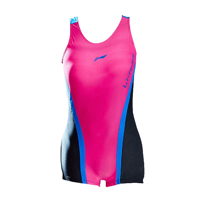 李宁泳衣女保守连体平角专业训练温泉大码遮肚显瘦运动游泳装292