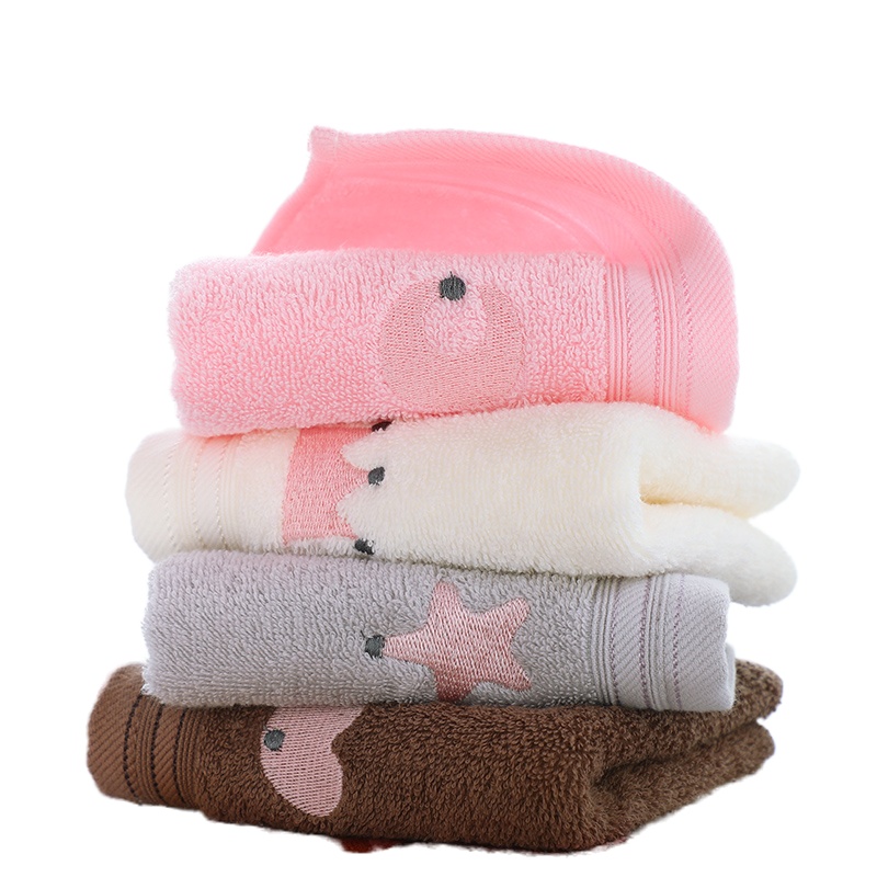 洁丽雅童巾纯棉洗脸家用卡通可爱宝宝儿童毛巾吸水不掉毛小毛巾2条装