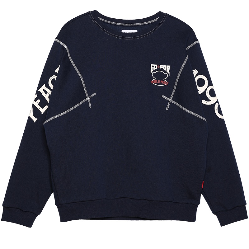 大嘴猴冬季新款卫衣女韩版圆领印花加绒情侣上衣