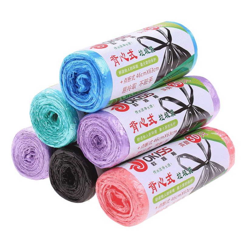 手提背心式垃圾袋 加厚点断型厨房家用环保塑料袋手提袋 5卷