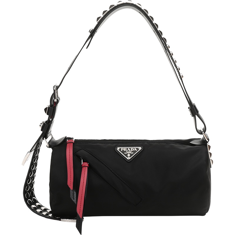 PRADA 普拉达 女士 织物铆钉装饰手提单肩包 1BC099 2BYB