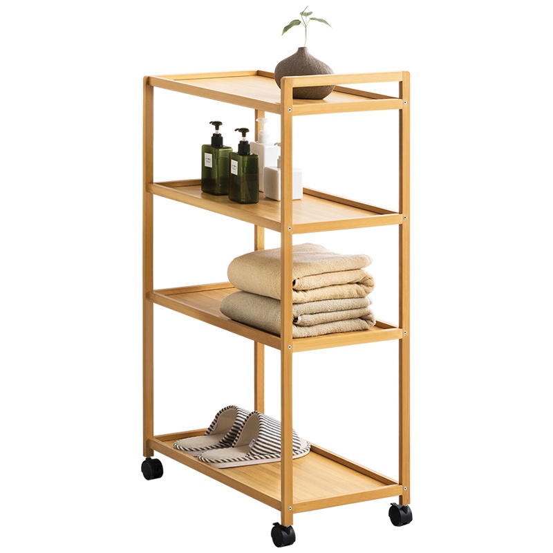 老竹匠 简易多层落地实木质家用浴室收纳架多功能现代简约储物架收纳柜室内楠竹置物架杂物柜整理架层架子