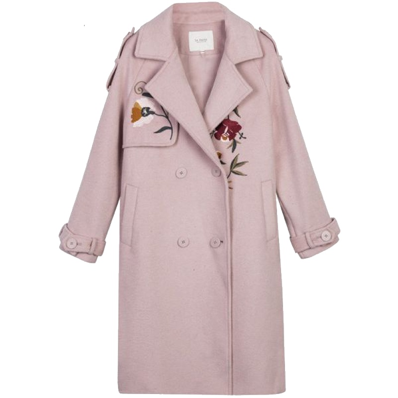 拉贝缇茧型毛呢外套女中长款秋季韩版翻领羊毛呢大衣加厚60006224