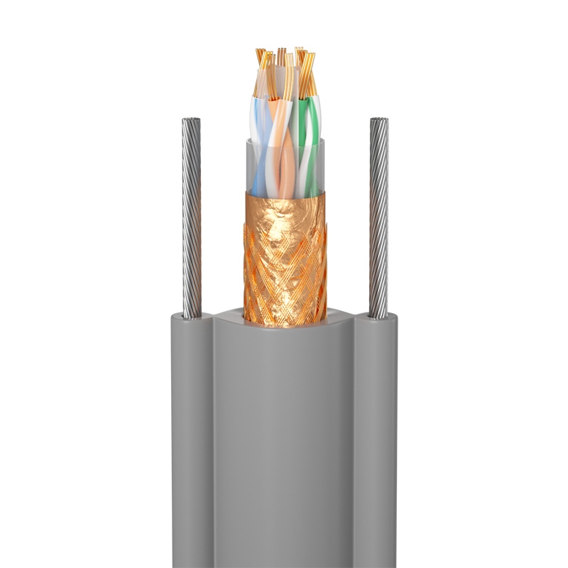 千天(QANTOP)电梯网线监控视频随行线双钢丝双屏蔽 超五类百兆网络线8芯无氧铜高速网线QT-DT003