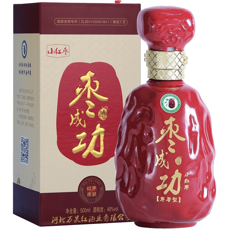 【中华特色】河北供销馆 枣成功 46度小红枣精装 500ml单瓶装 枣香型白酒 河北石家庄特产 华北