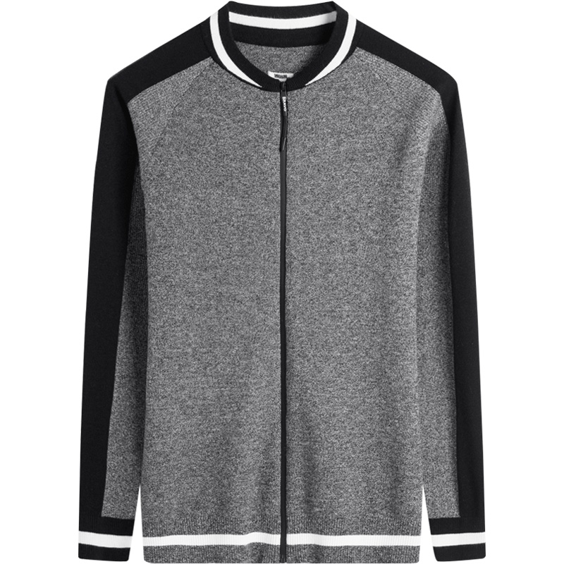 恒源祥男士针织开衫春秋新款长袖拉链青年长袖时尚针织开衫