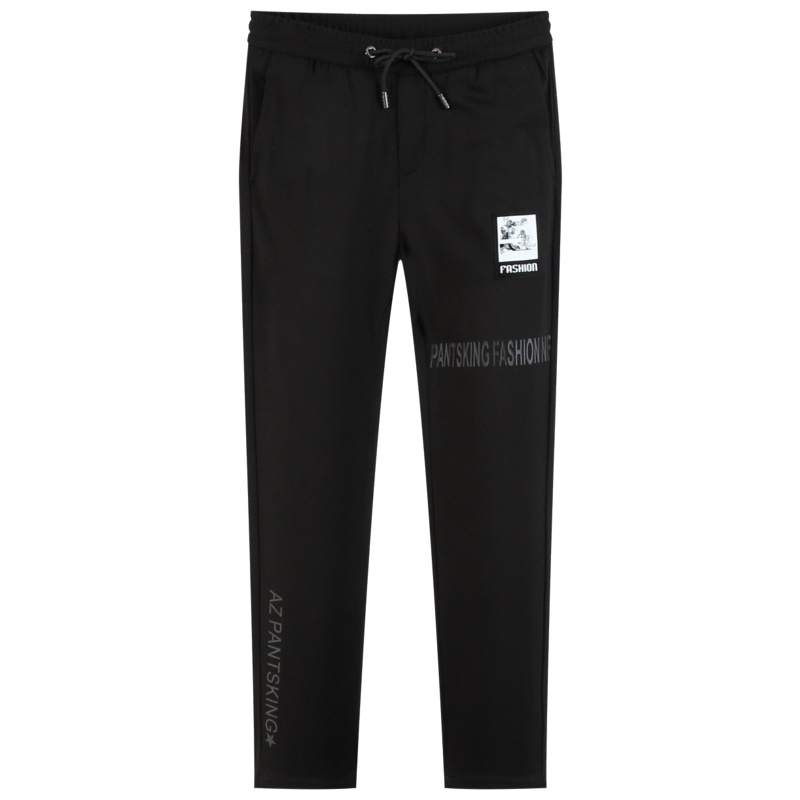 阿仕顿男装简约舒适直筒基础净色休闲裤百搭中腰系带休闲长裤男