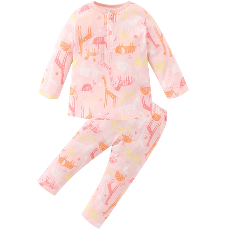 米乐鱼儿童睡衣春夏季男女童长袖纯棉小女男孩宝宝无痕家居服套装