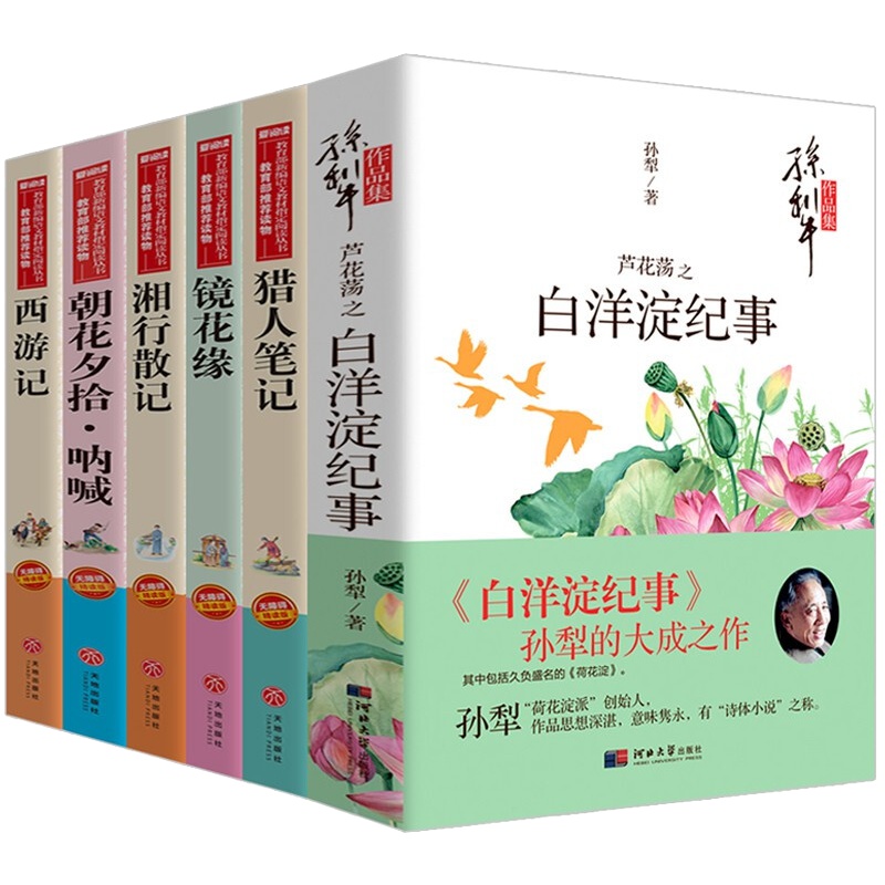 初中阅读书目 西游记 朝花夕拾 湘行散记 猎人笔记 镜花缘 白洋淀纪事 七年级课外书 老师推荐bi读