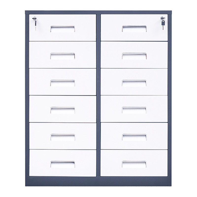 星岛钢制文件柜矮柜铁皮办公室柜床头收纳柜档案抽屉柜带锁资料储物柜对开六门灰色