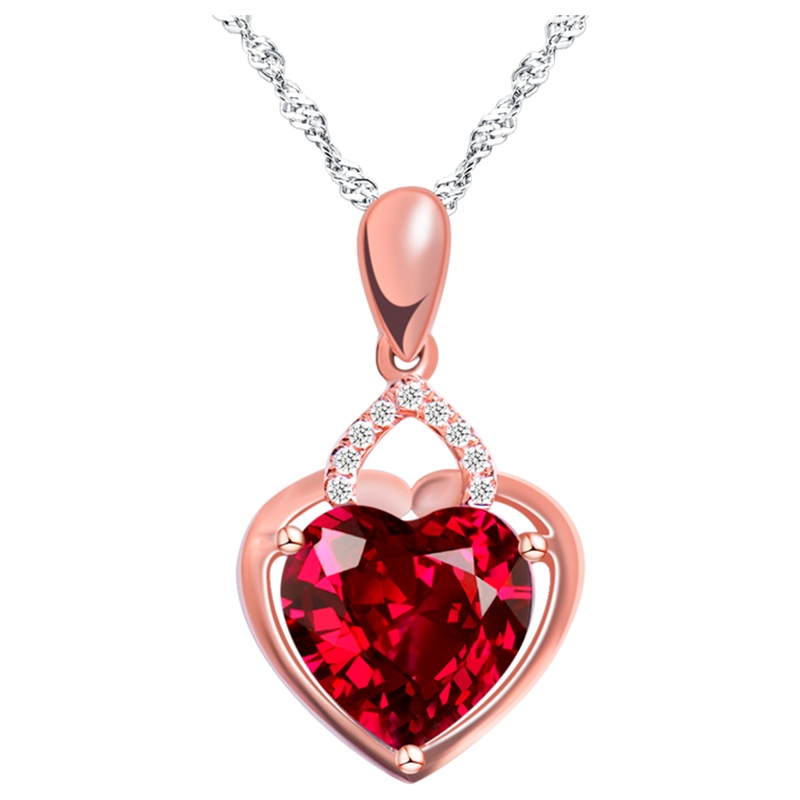 梦克拉Mkela 18k玫瑰金石榴石钻石吊坠 烈焰 彩宝18k金酒红石榴石钻石项坠女款 吊坠 钻石 20分以下不分级