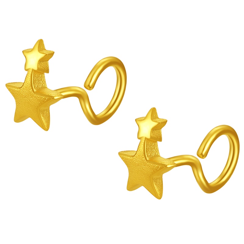 金一国囍足金幸运星精品黄金耳钉耳饰百搭足金耳环送女友礼物 (计价)ABF008
