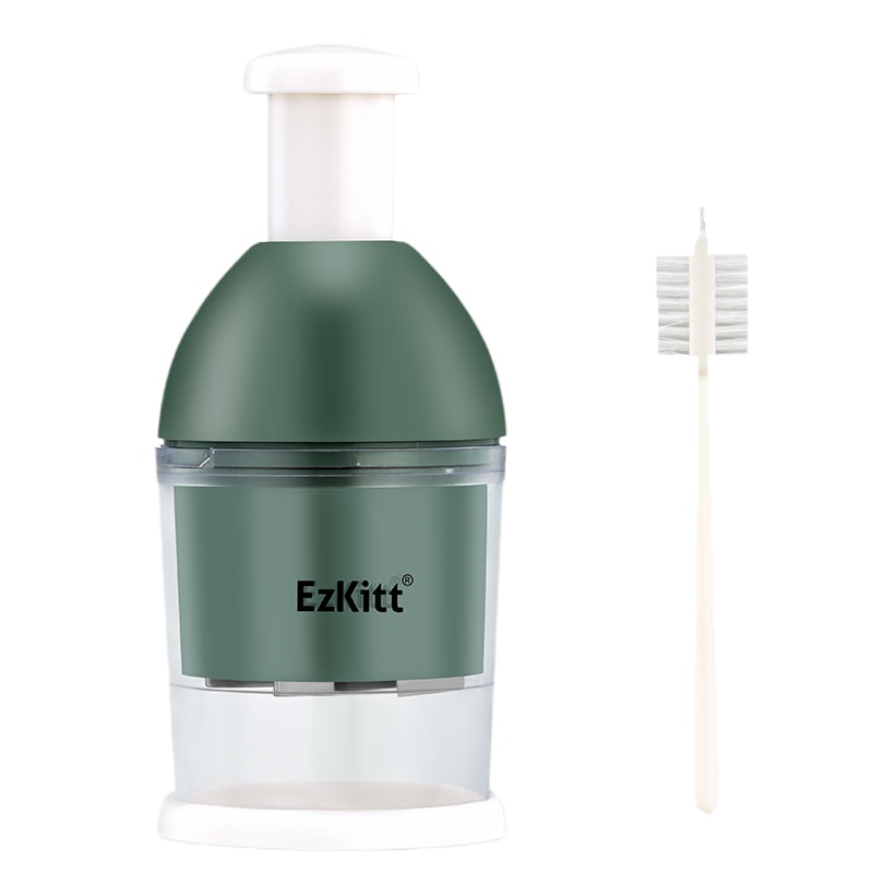 捣蒜器剥蒜捣蒜泥压蒜器拍蒜器大蒜捣碎机手动按压式 敬平 [不用剥皮的蒜泥]午夜绿-清洁刷研磨碗(碎物器)