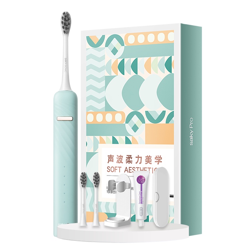 舒客(Saky)电动牙刷T3芬兰绿标配款 男女学生情侣款防水充电式声波电动牙刷