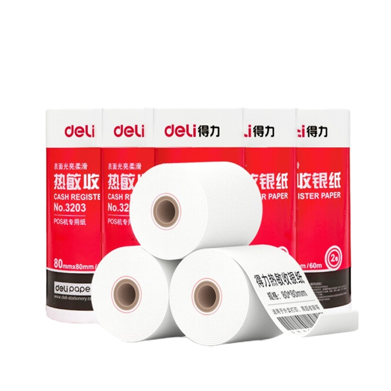 得力(deli)高档款热敏收银纸 超市小票纸 80*80 40卷(60米/卷)