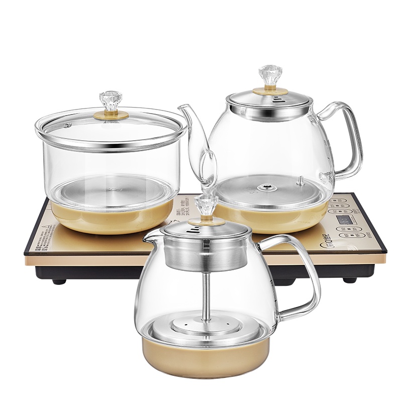 金杞(JINQI)全自动涌泉式底部上水玻璃整套茶具电热水壶 抽水器烧水煮茶消毒四合一电茶炉