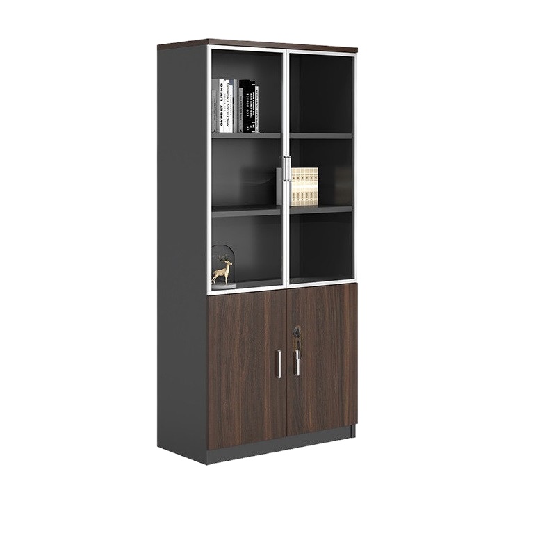 易企采 三门组合柜书柜家具文件柜资料柜木质档案柜办公室书柜组合背景储物柜