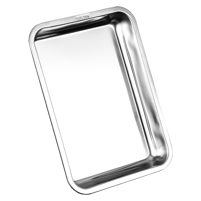 意黛斯(YIDAISI) 304不锈钢平底方盘加深蒸饭盘长方形托盘烧烤盘肠粉盘食堂菜盘子 36*27cm[10个起售]