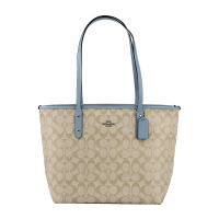 COACH 蔻驰 奢侈品 欧美时尚纯色硬皮革拉链手提包单肩托特包