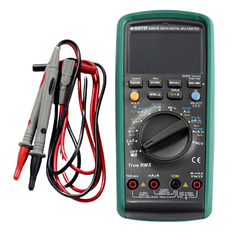 世达(SATA)黑晶高亮智能真有效值万用表 03075