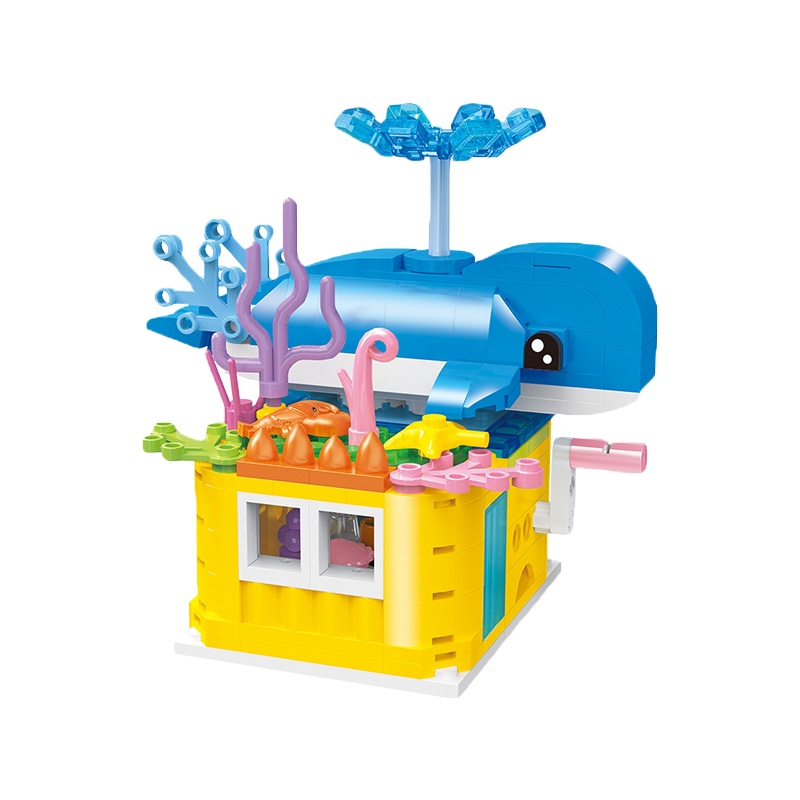 奥迪双钻维思积木巴啦啦小魔仙海底场景拼搭颗粒积木动脑女孩儿童玩具海底蓝鲸餐厅HA383001