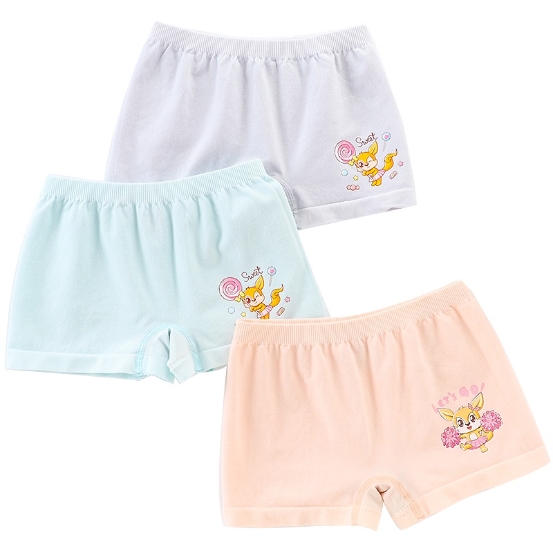 卡伴（Curbblan）女小中大童内裤儿童平角裤平角裤四角短裤头3-16岁3条装四季透气
