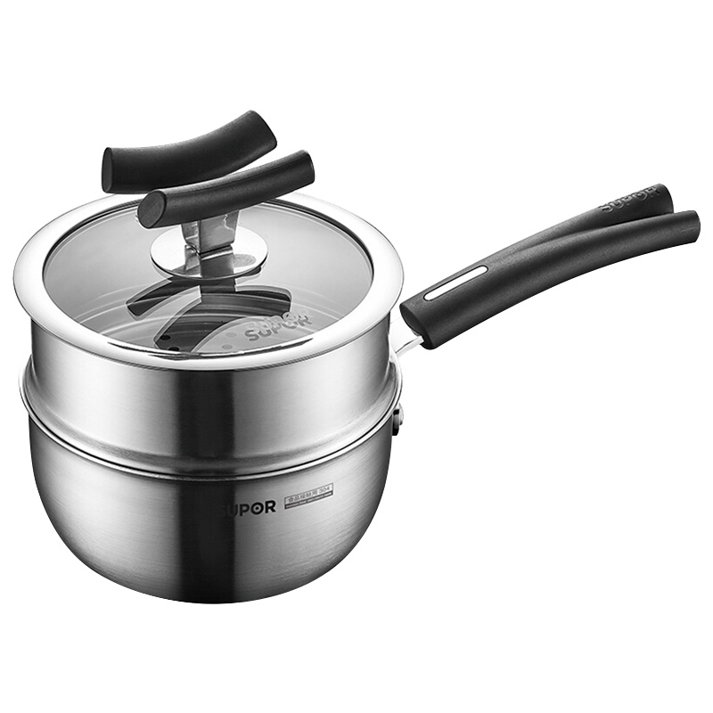 苏泊尔(SUPOR)X晶盾加厚304不锈钢汤蒸多用锅16cm婴儿辅食锅燃气通用CT16JA1