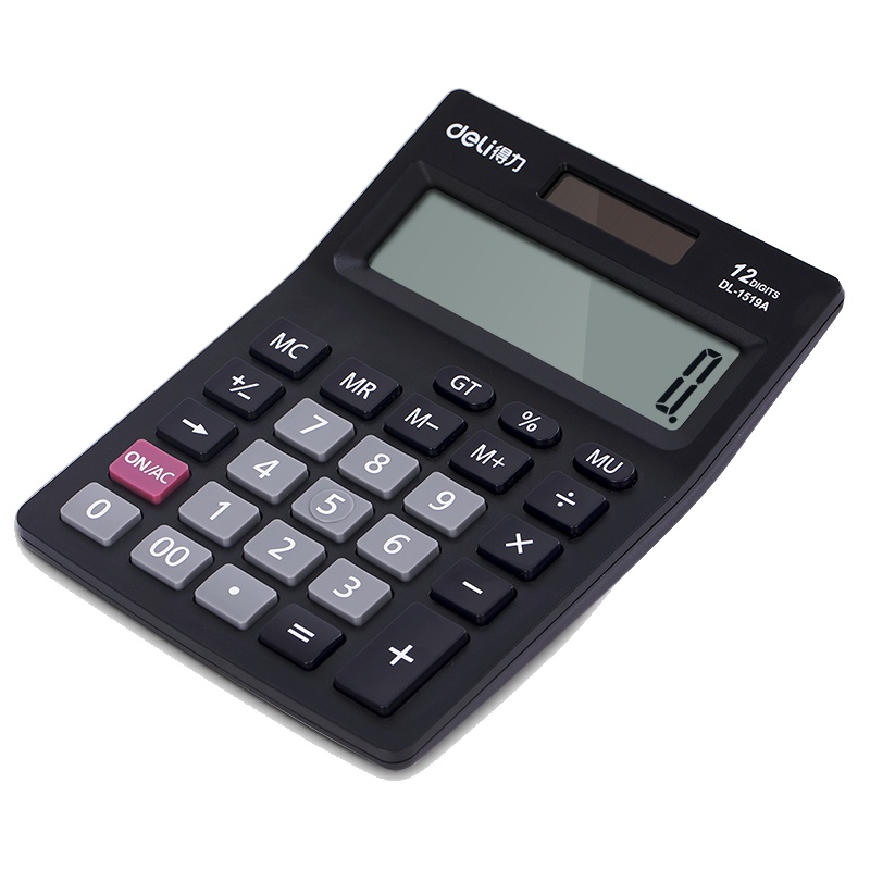 得力 1519A 财务办公计算器会计财务12位大屏幕双电源太阳能计算器