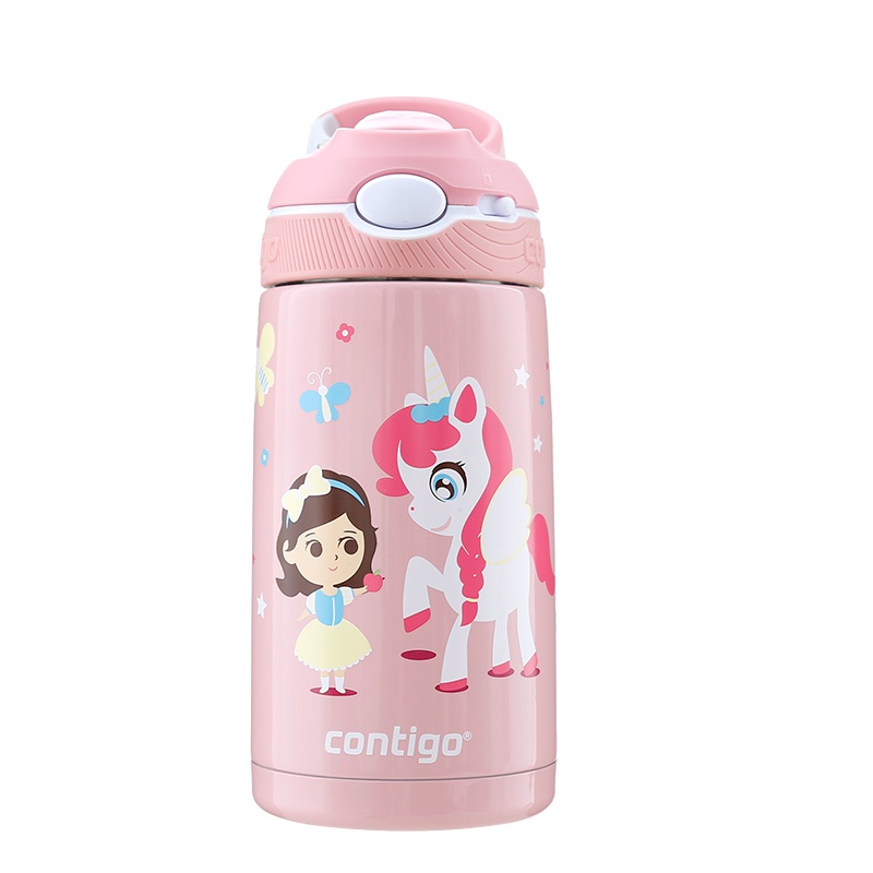 美国Contigo不锈钢保温杯卡通儿童杯便携运动水杯锁扣保温杯400ml