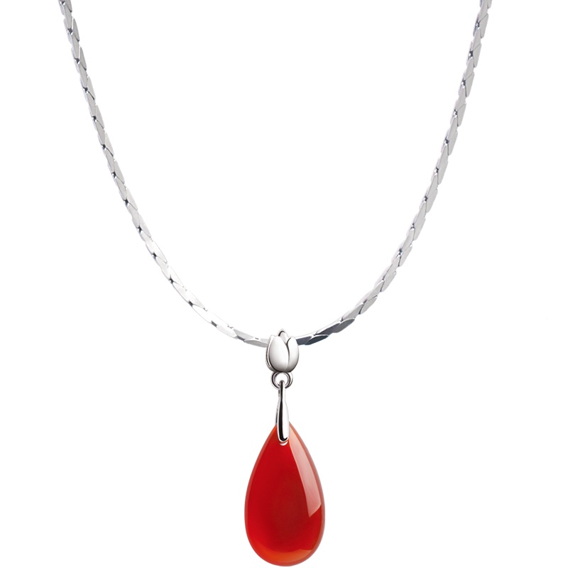 石头记花语红玛瑙吊坠项链女锁骨链母亲节情人节送爱人送女友