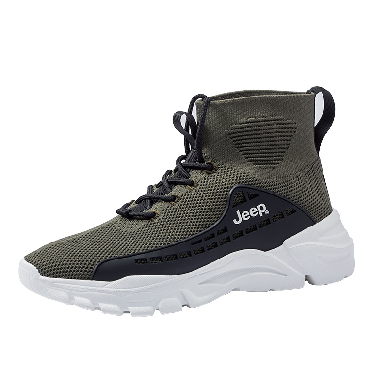 Jeep吉普男鞋潮流袜子鞋时尚经典高帮休闲运动鞋