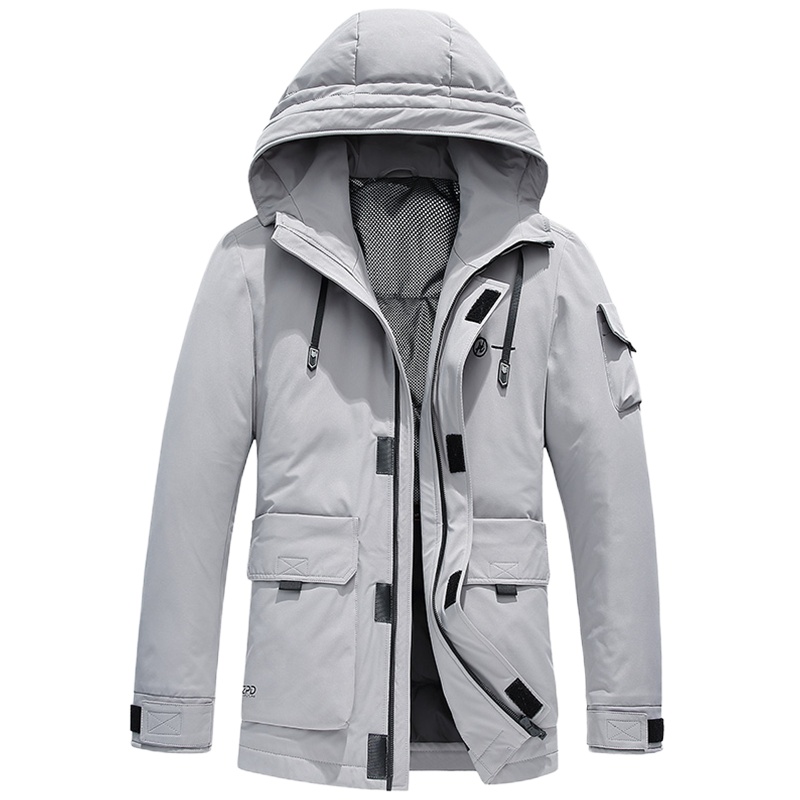 鸭鸭 90鸭绒羽绒服短款连帽立领加厚宽松羽绒服男士冬季外套潮