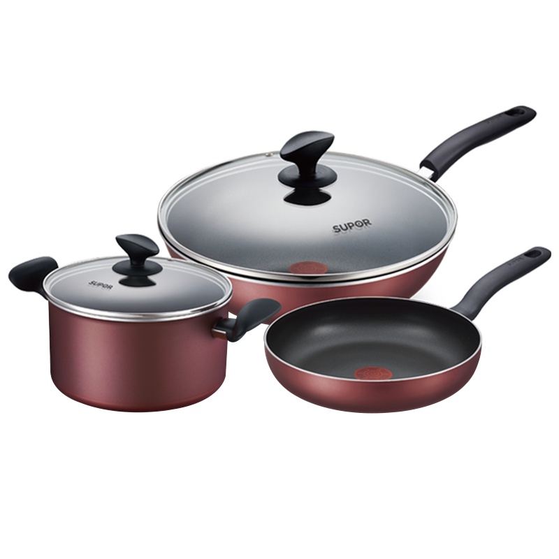 苏泊尔(supor)必出样8件套套装系列(3款炒锅+1款陶瓷煲+1款压力锅+1款蒸锅+1款汤锅+1款刀具套装)