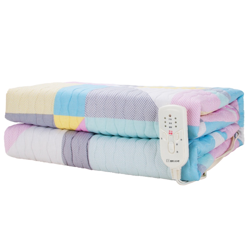 彩虹(RAINBOW)双人电热毯双人电褥子(1.7*1.5米) 单面棉质双温双控 一键除螨排潮除湿 安全保护花色随机