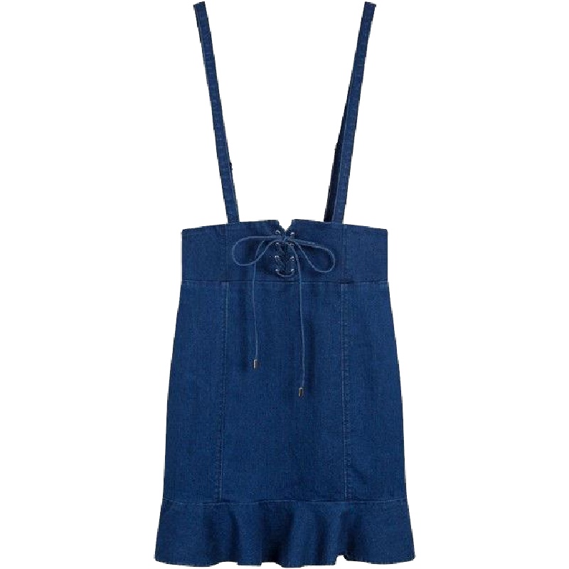 拉夏贝尔Puella秋季新韩版高腰显瘦气质少女鱼尾包臀牛仔半身裙女20011616