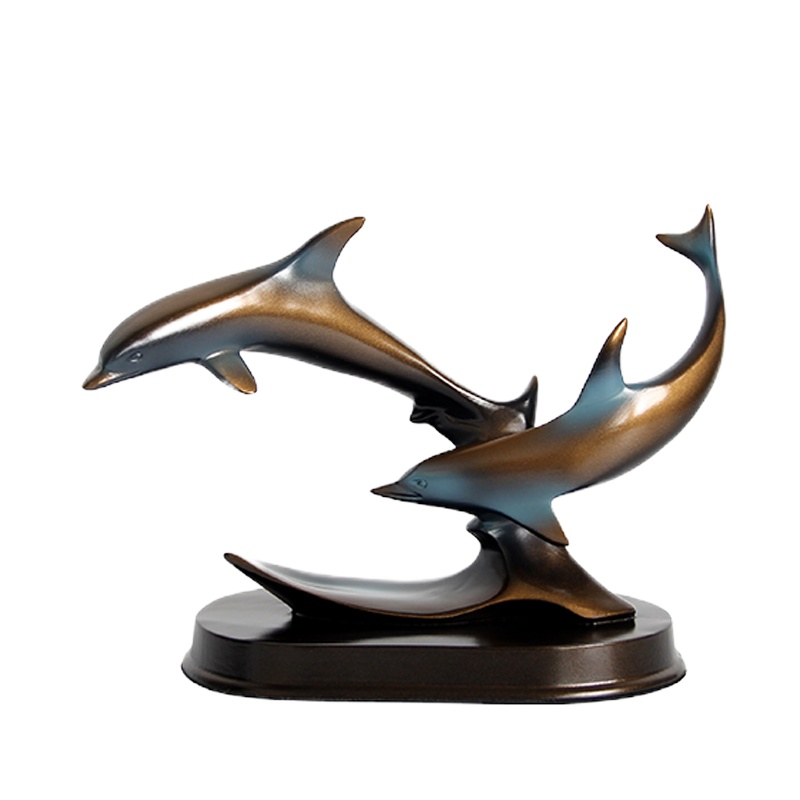北欧海豚摆件家居饰品客厅酒柜装饰品现代简约创意树脂工艺品摆设 C款-情侣海豚