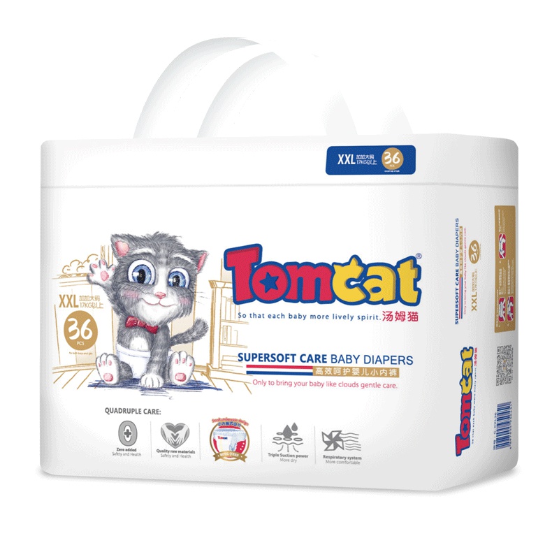 汤姆猫拉拉裤XXL号36片婴儿学步裤悬浮芯体超薄透气干爽瞬吸新品