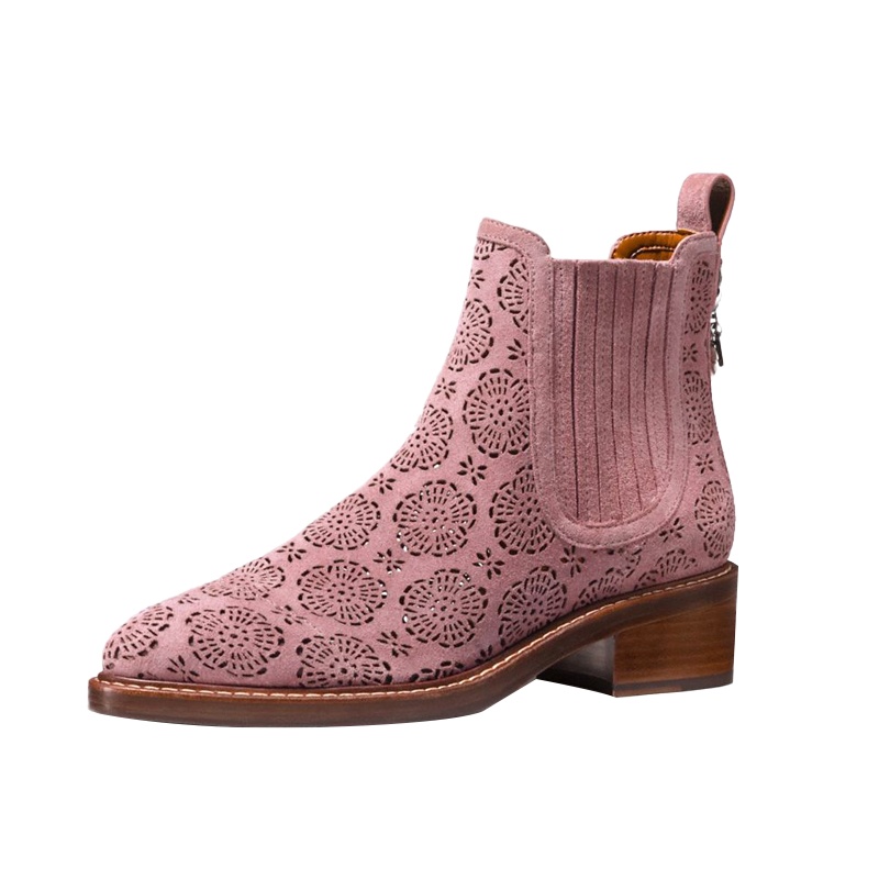 蔻驰(COACH) 奥莱女士茶玫瑰孔眼 BOWERY CHELSEA靴 G1823 DRO