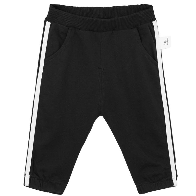 太平童装男童小童休闲裤黑色个性条纹幼童针织裤宝宝夏装新款