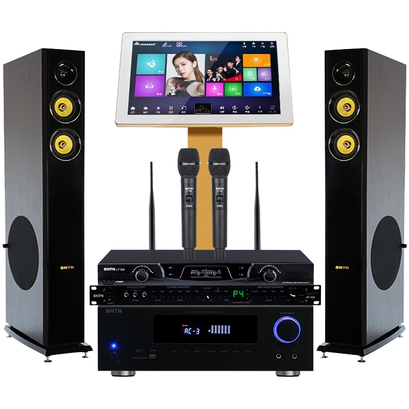 奔腾(BNTN)家庭影院点歌机ktv音响组合功放套装家用卡拉OK前级效果器双系统一体机U段无线话筒830配纽约音箱