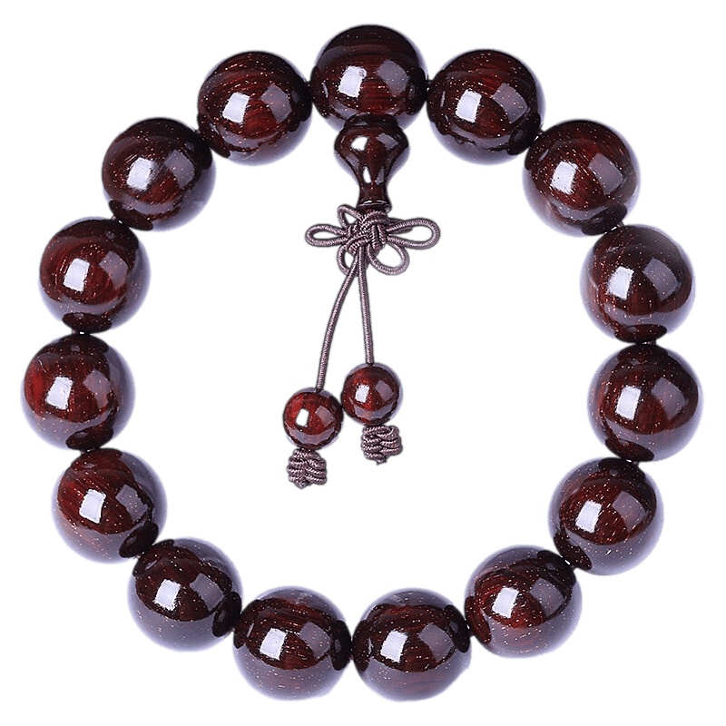 [梵心阁]印度小叶紫檀手串2.0满金星顺纹沉水老料佛珠男女手链 老料高油密12颗佛珠送礼手链长辈礼