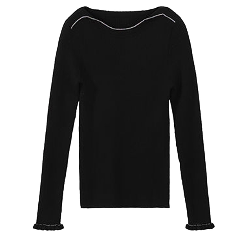 【专柜同款】拉夏贝尔秋冬新款修身显瘦上衣毛衫套头纯色针织打底衫女10018710_81